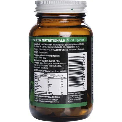 GREEN NUTRITIONALS Green Omega3 Vegan Capsules 255mg + 127mg 30 Caps