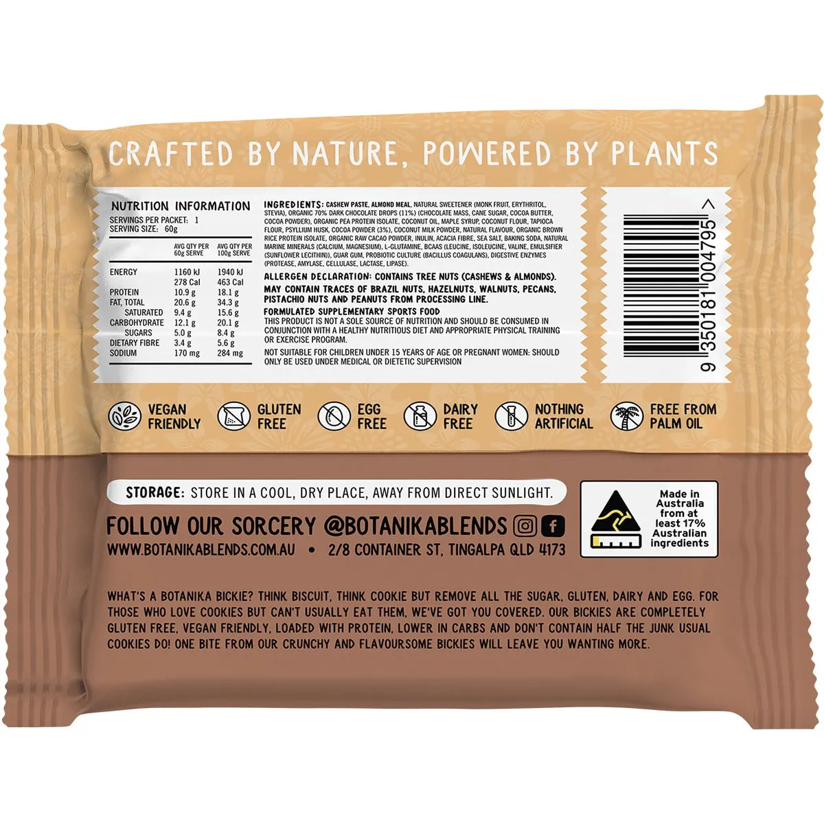 BOTANIKA BLENDS Botanika Bickie Protein Cookie Choc Choc Boom 12x60g