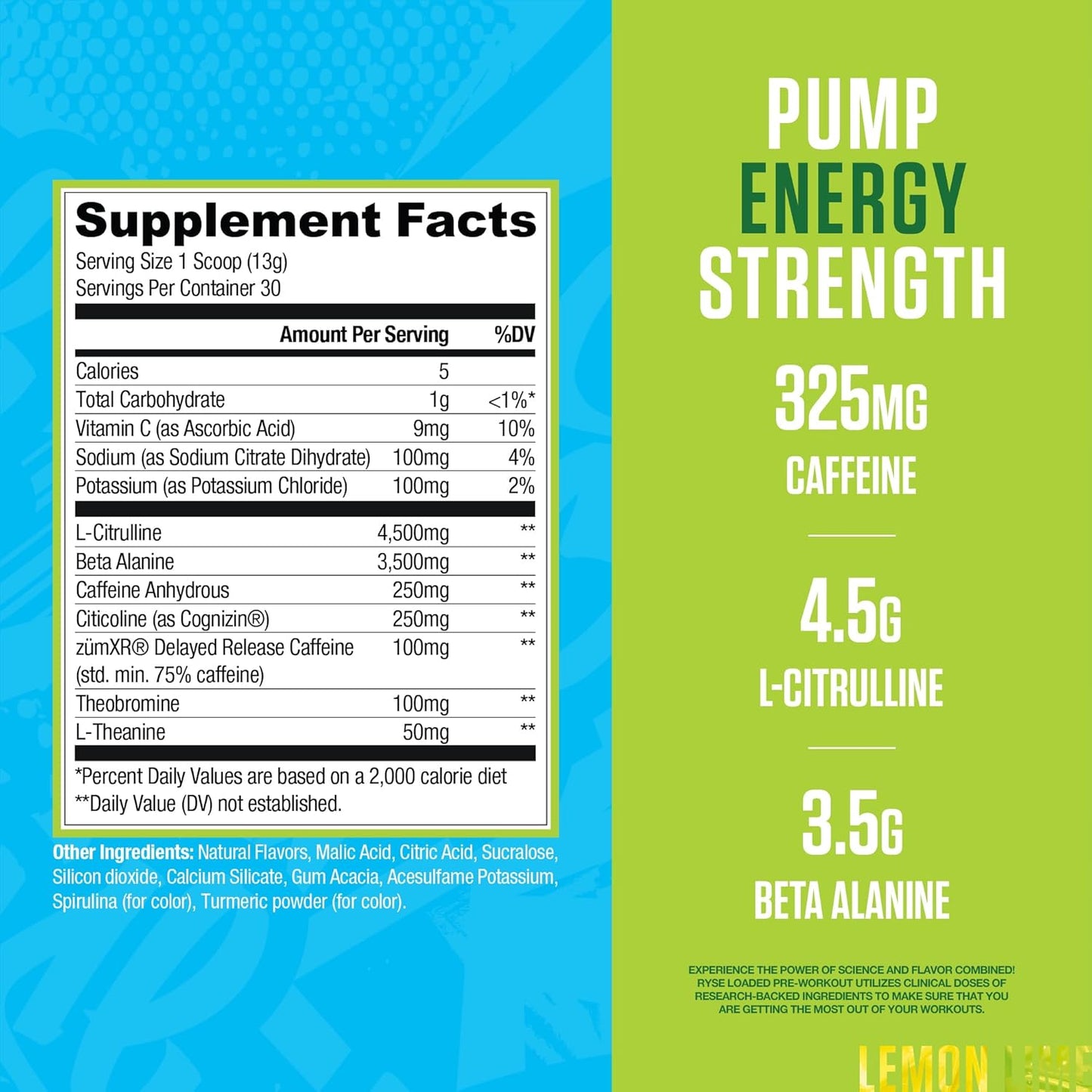 RYSE Loaded Pre Workout Powder - Jell-O Lemon Lime - Daily Pre-Workout for Men & Women