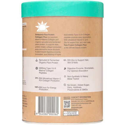 Amazonia Raw Protein Collagen Plus Choc Hazelnut 750g