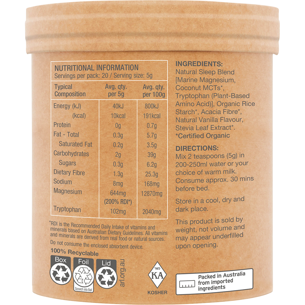 Raw Sleep Magnesium Dreamy Vanilla