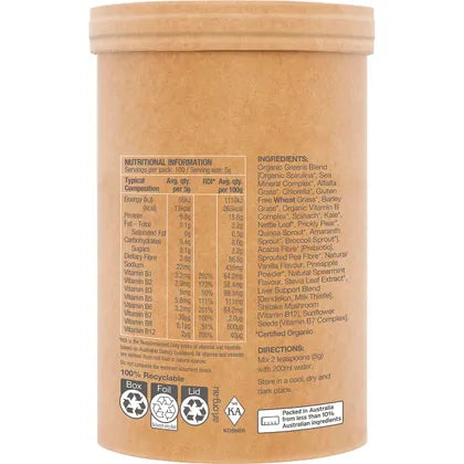 Amazonia Raw Organic Greens Vanilla Mint 500g