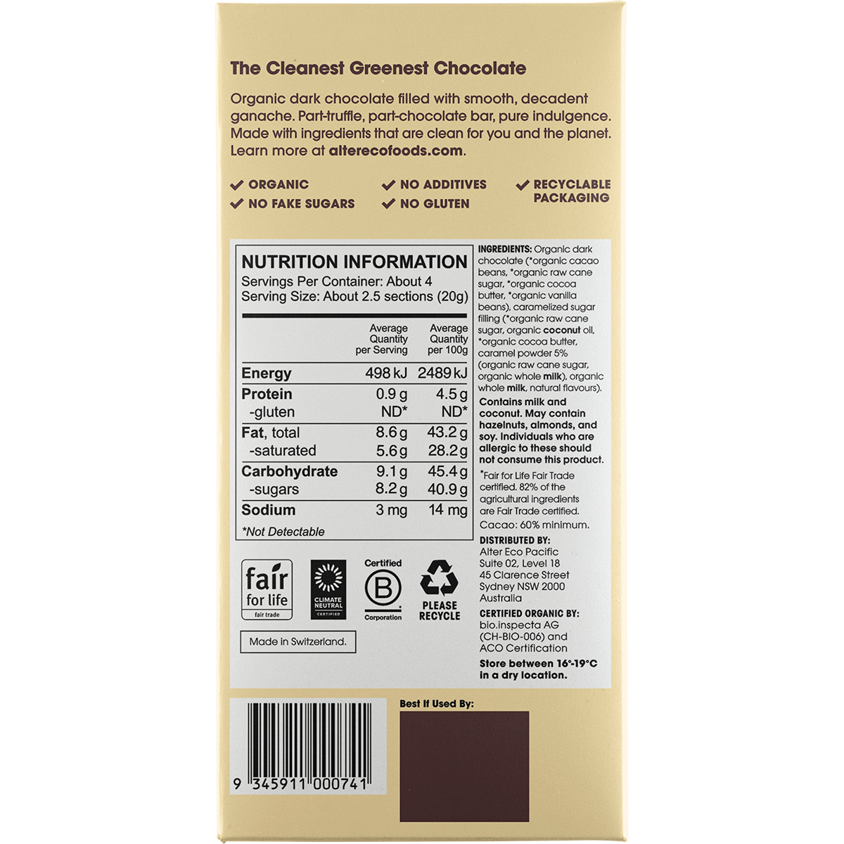 Chocolate Organic Creme Brulee Dark Truffle Thins