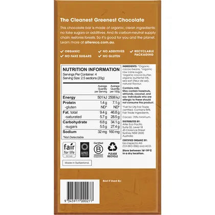 Alter Eco Chocolate Organic Dark Brown Butter 12x80g