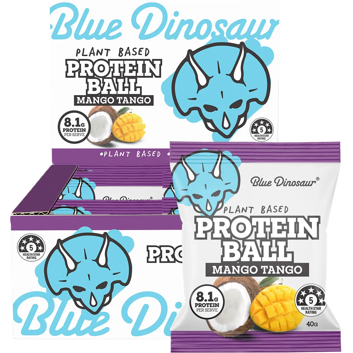 Blue Dinosaur Protein Ball 12x40g
