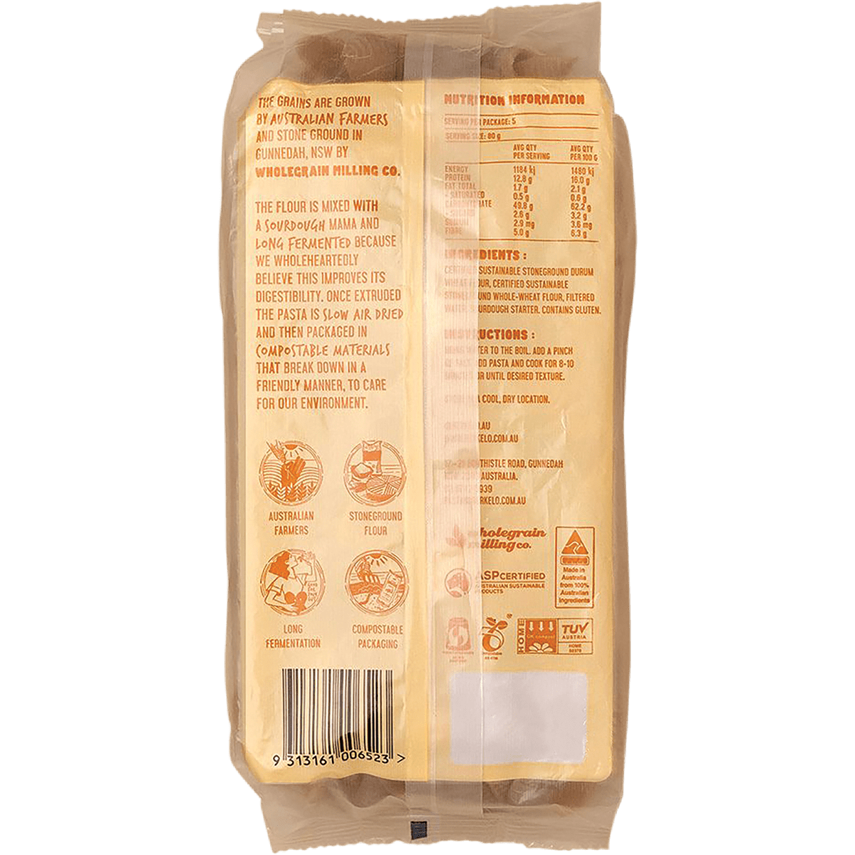 Sourdough Pasta Wholewheat Shells