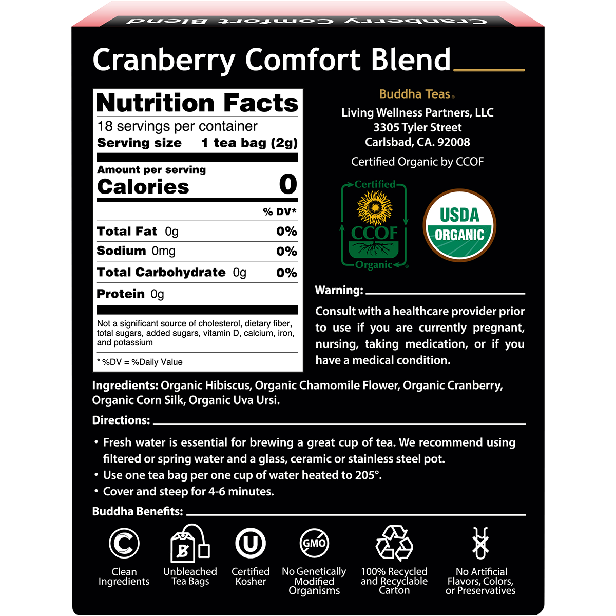 Organic Herbal Tea Bags Cranberry Comfort Blend