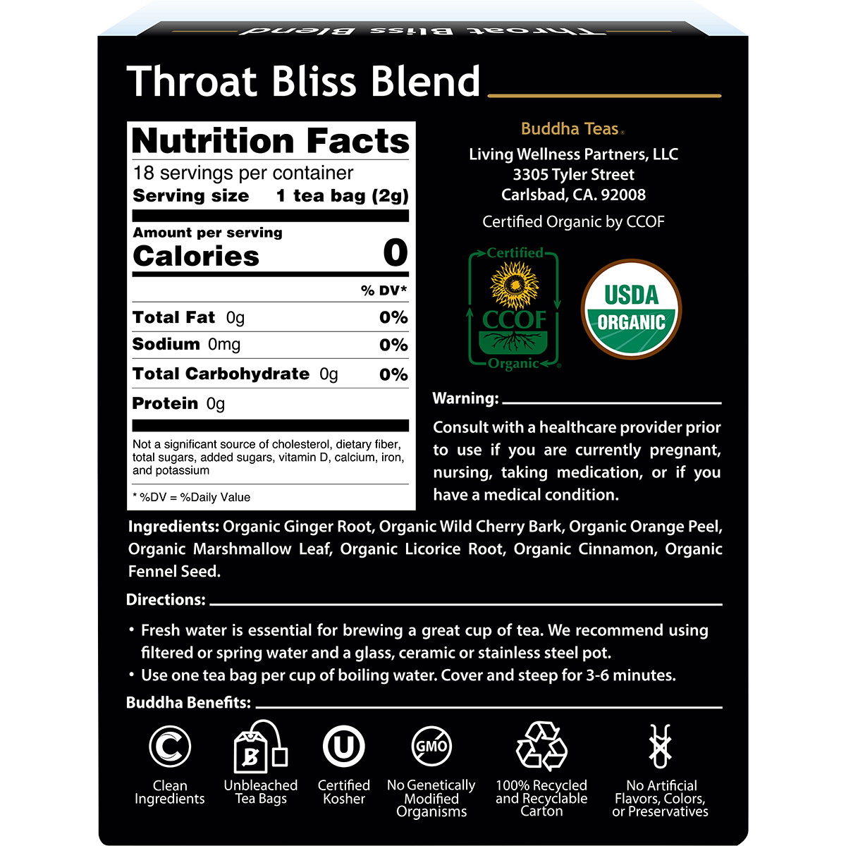 Organic Herbal Tea Bags Throat Bliss Blend