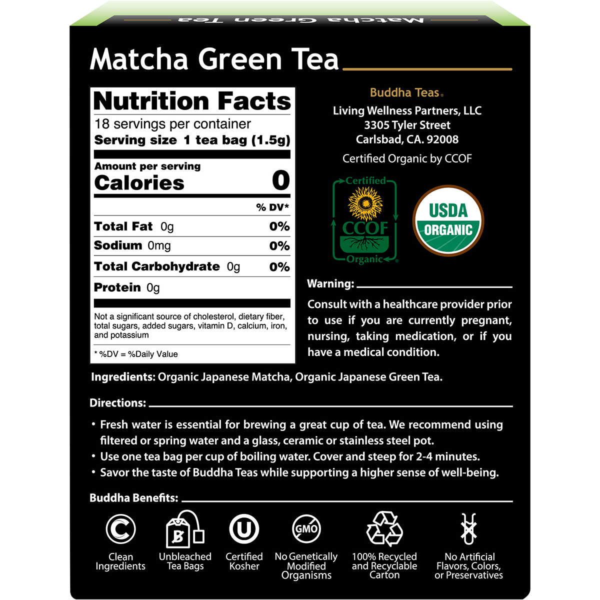 Organic Tea Bags Matcha Green Tea