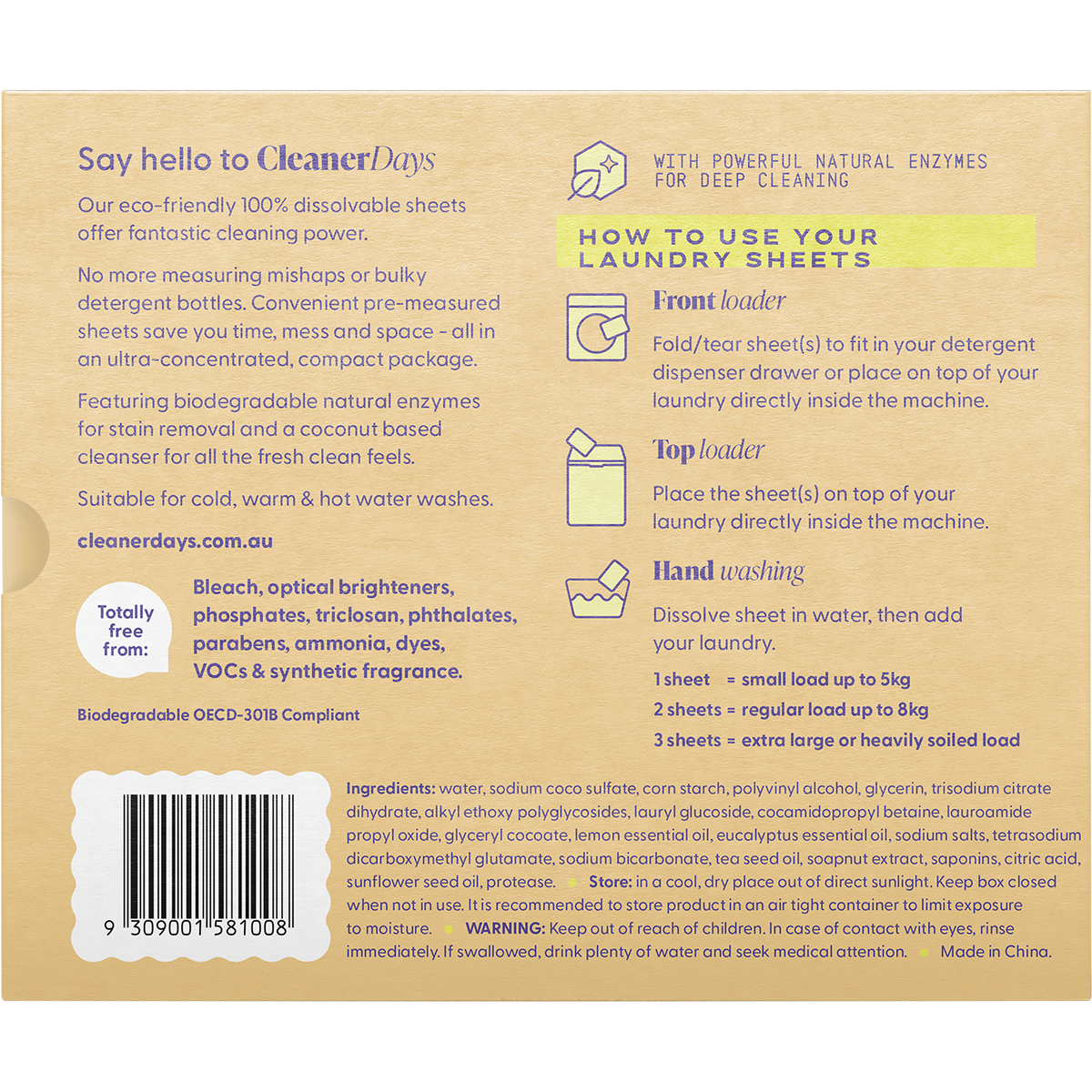 Laundry Detergent Sheets Lemon + Eucalyptus