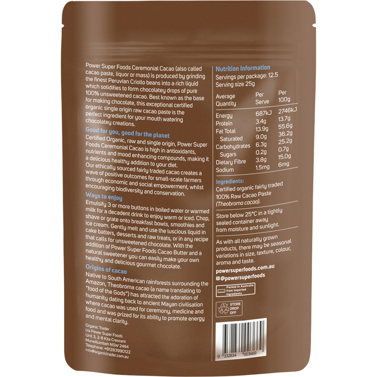 Cacao Paste Buttons Ceremonial Grade Certified Organic