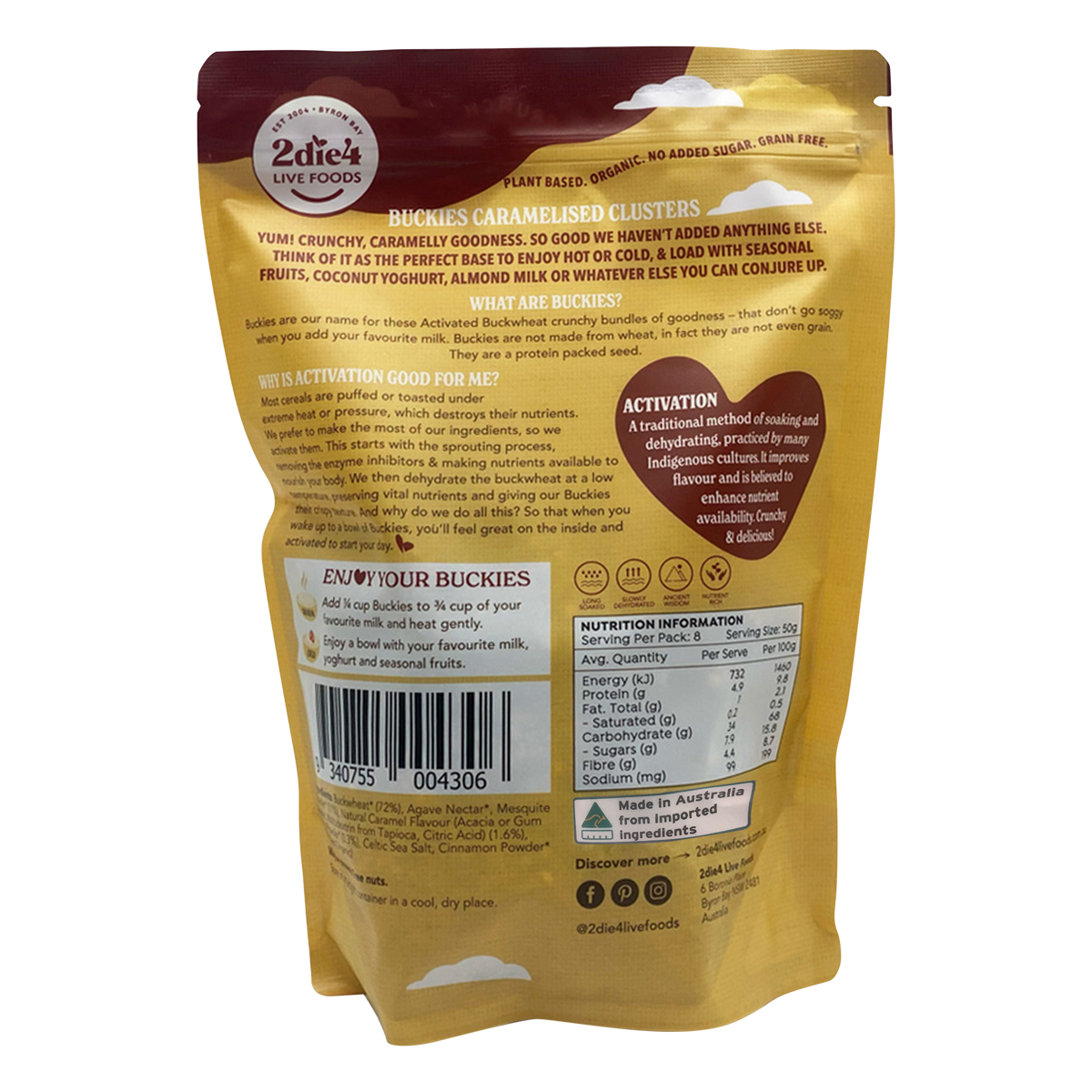 Organic Activated Buckies Caramelised Clusters