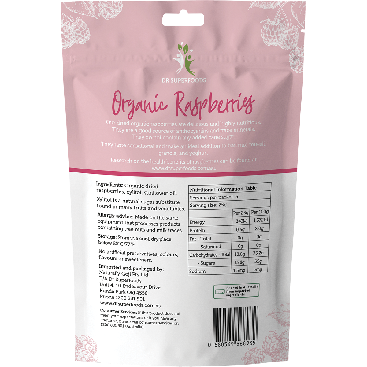 Dried Raspberries Organic