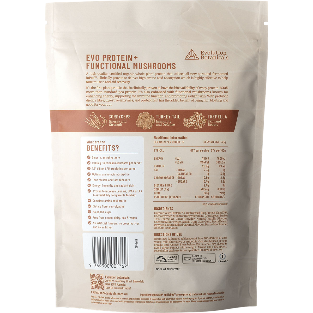 EVO+ Protein Functional Mushrooms Smooth Chocolate