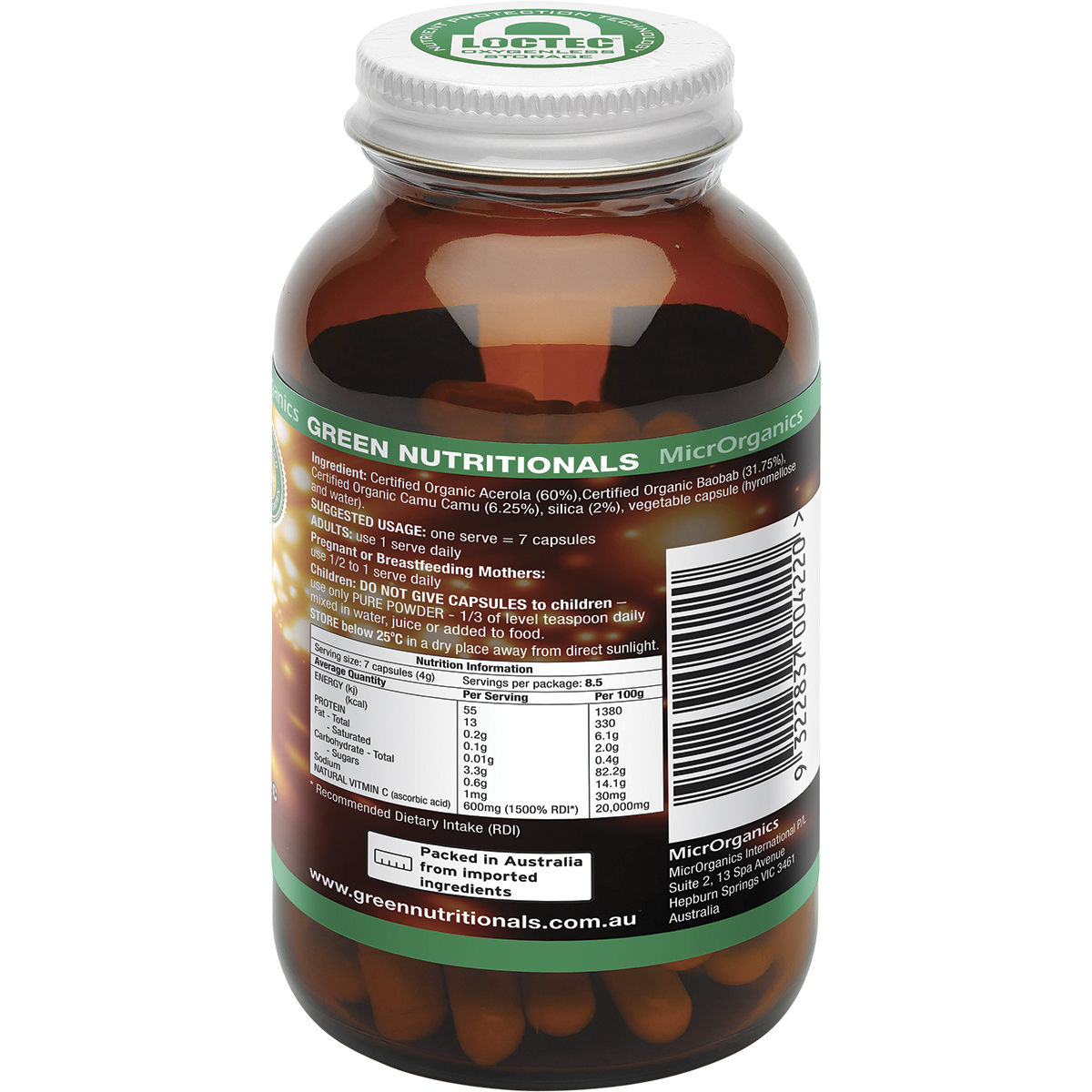 Organic Green Vitamin C 600mg