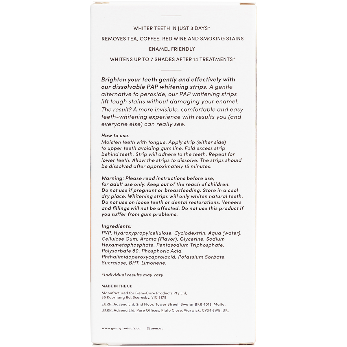 Whitening Strips Crisp Mint