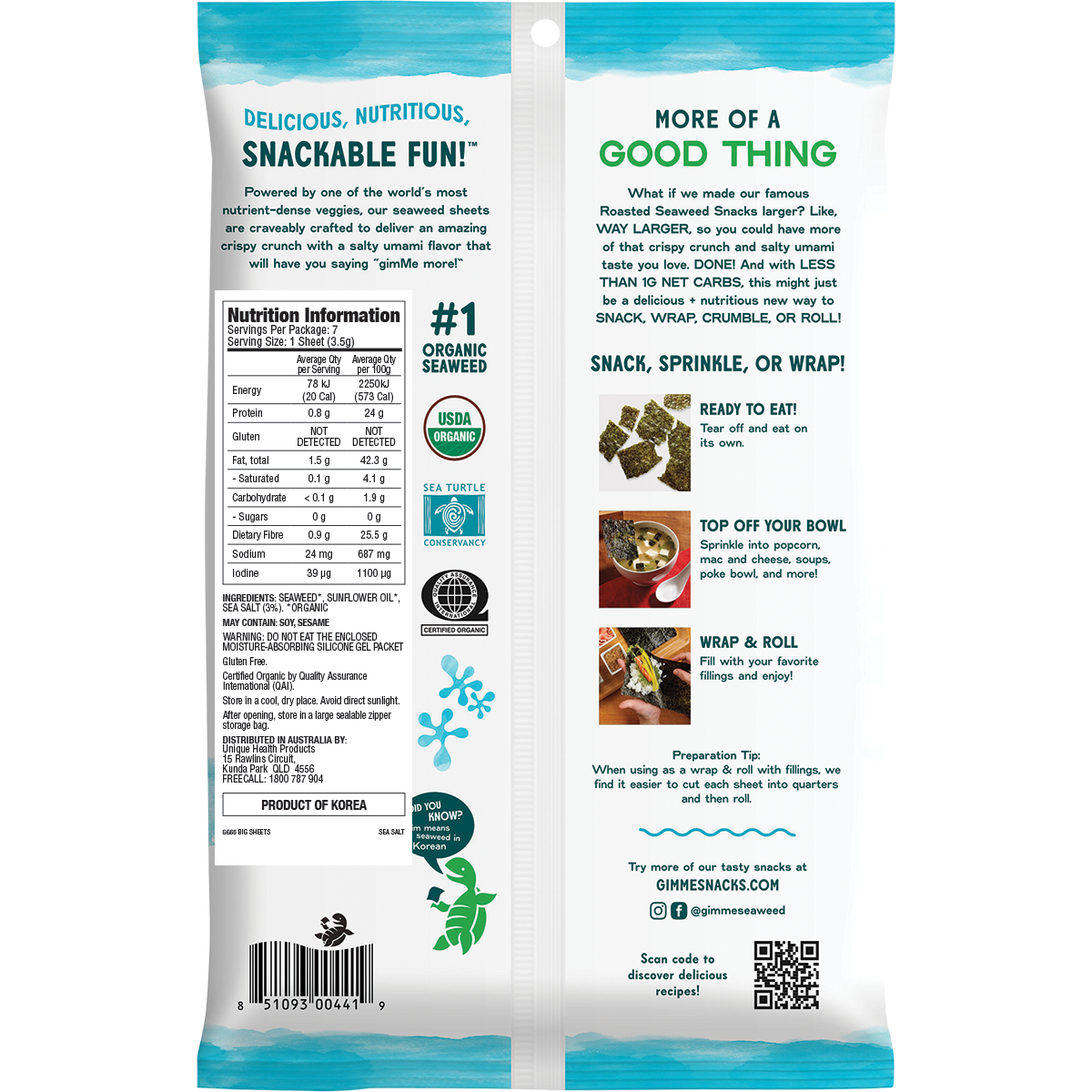 Roasted Seaweed Big Sheets Sea Salt