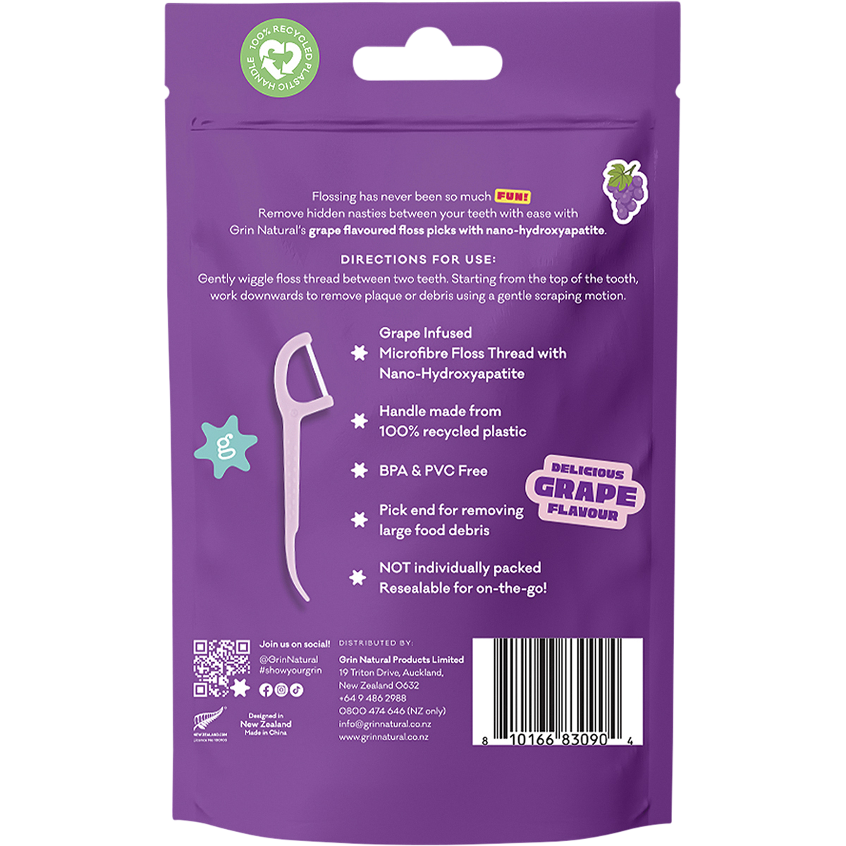 Ultra Smooth Floss Picks Grape Flavoured