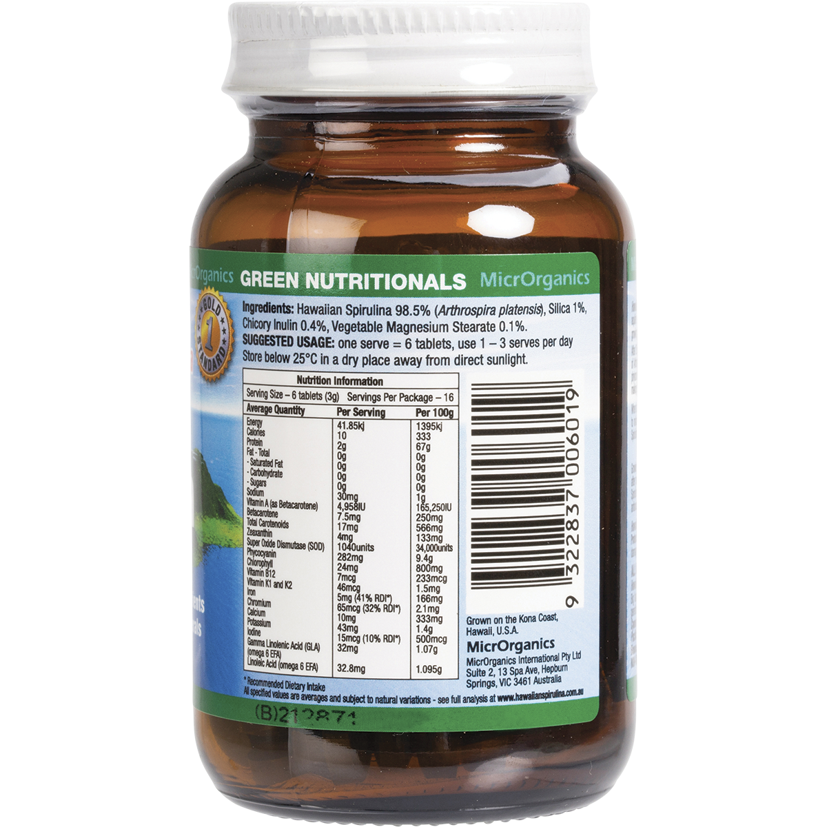 Hawaiian Pacifica Spirulina Tablets 500mg
