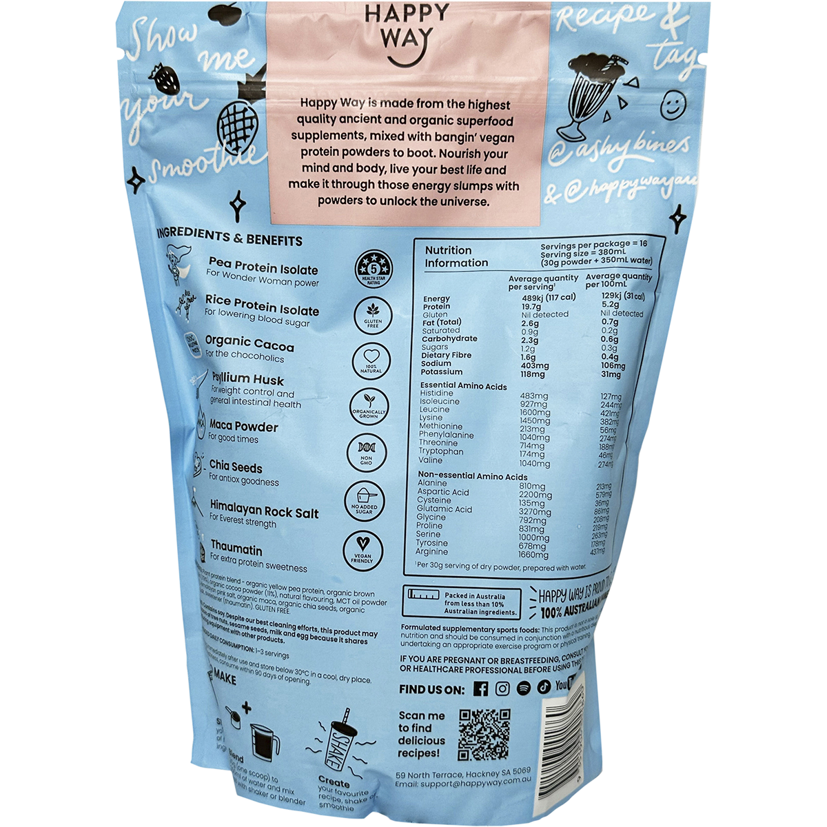 Ashy Bines Vegan Protein Powder Choc Coconut