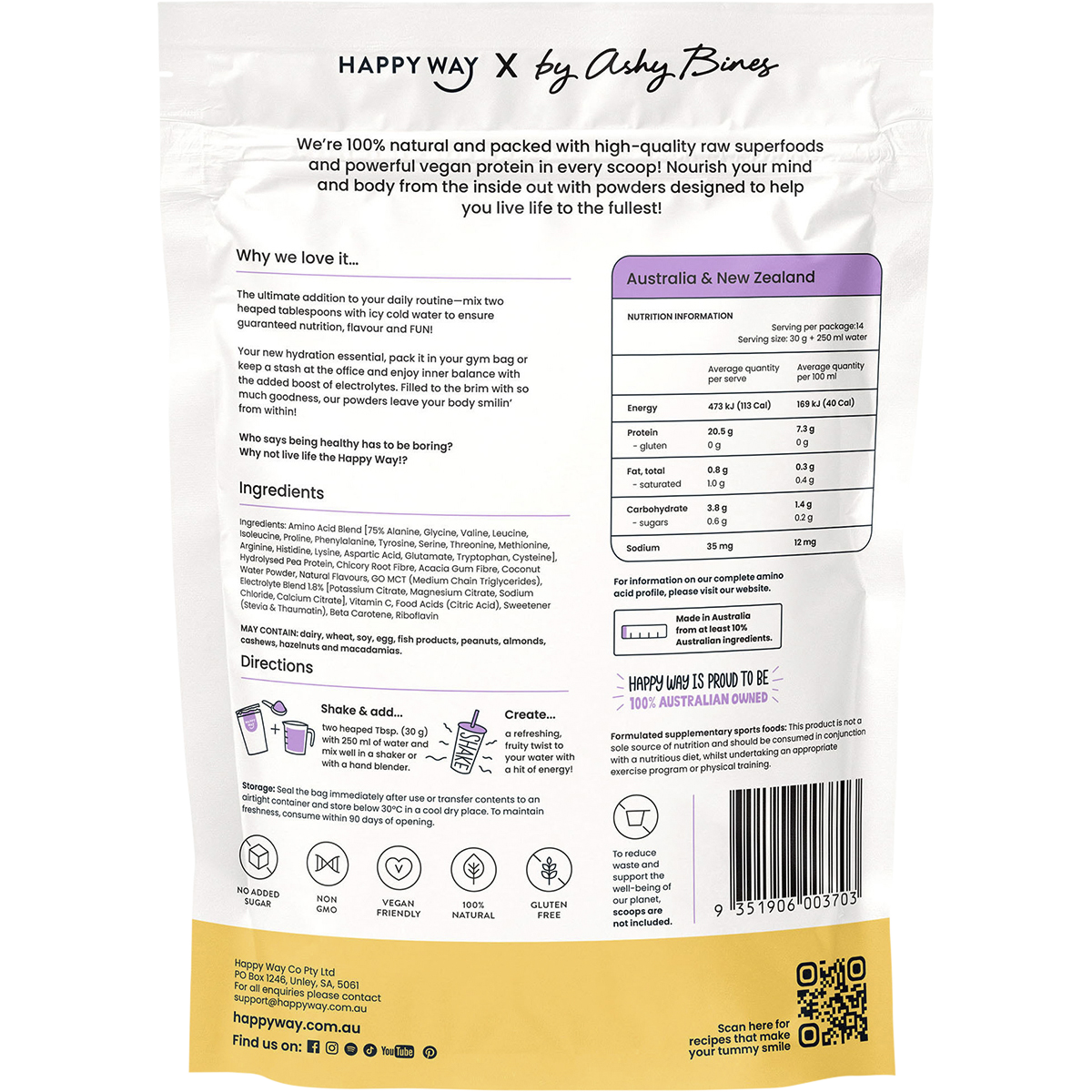 Ashy Bines Vegan Protein Water Passionfruit