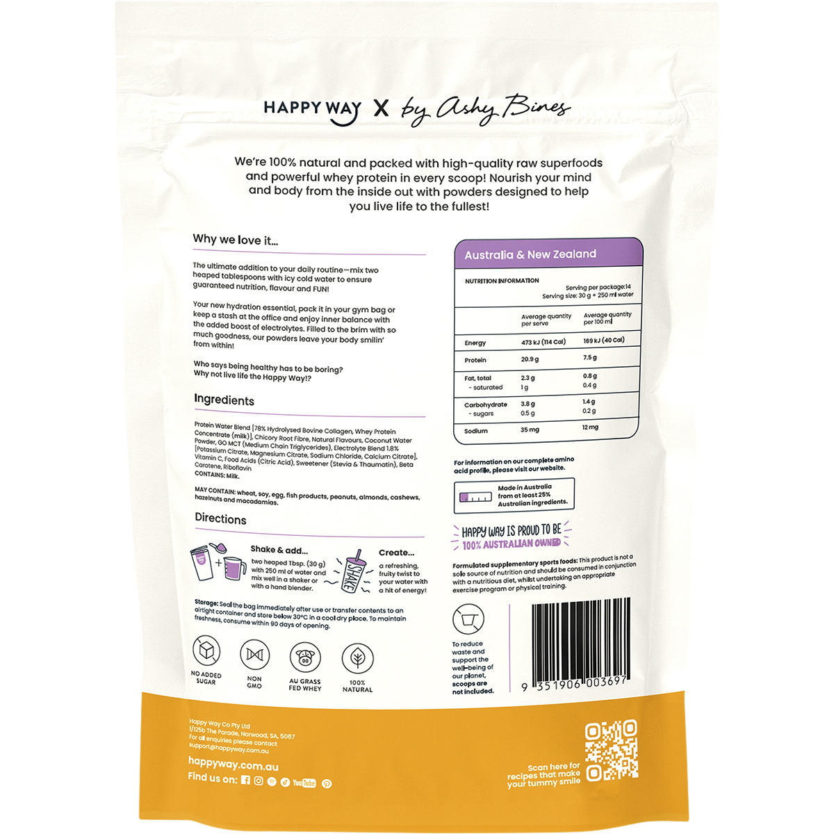 Ashy Bines Whey Protein Water Passionfruit