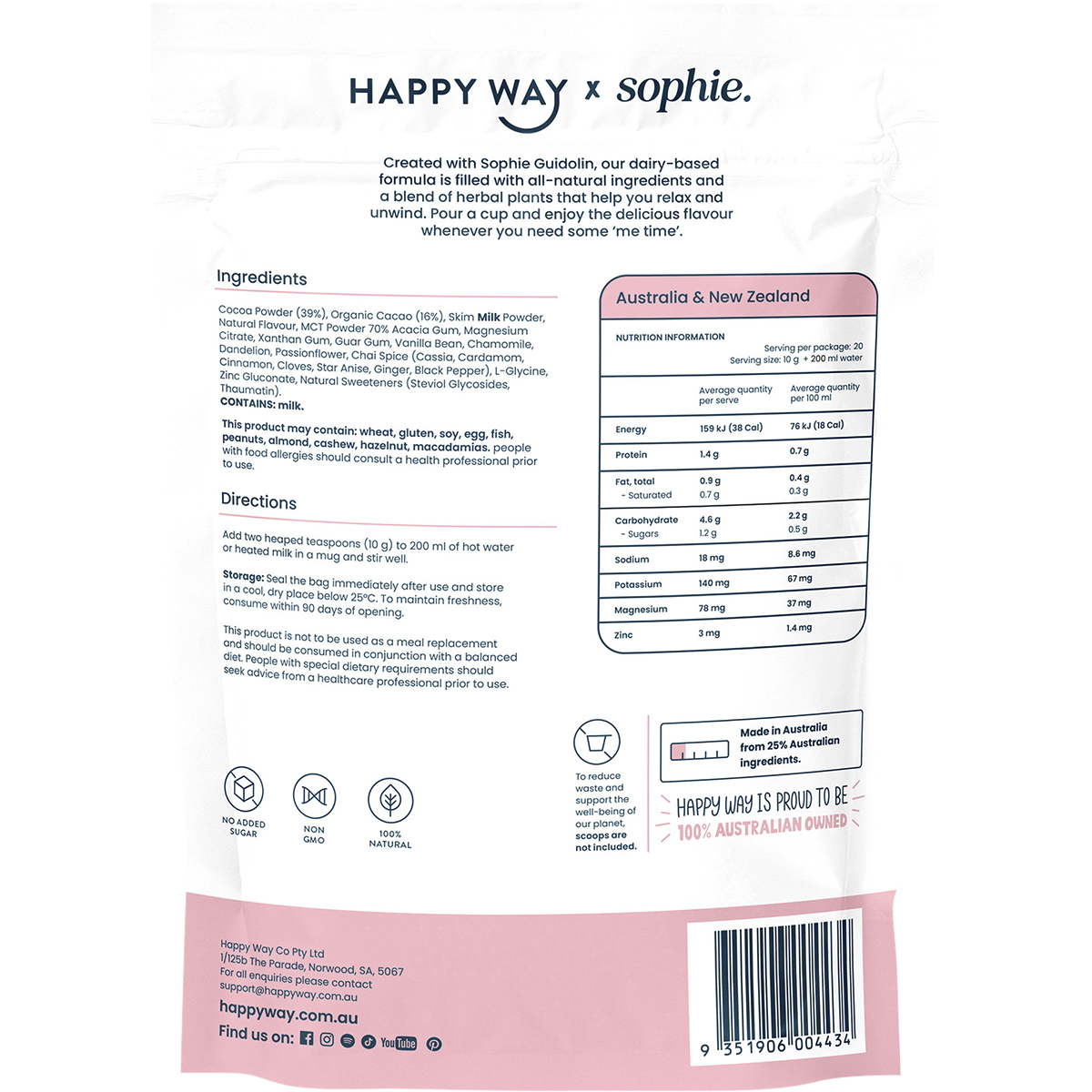 Sophie's Hot Choccy Dairy Vanilla Chai