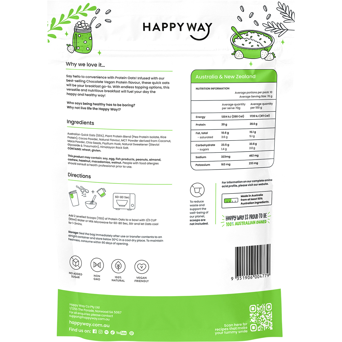 Vegan Protein Quick Oats Chocolate