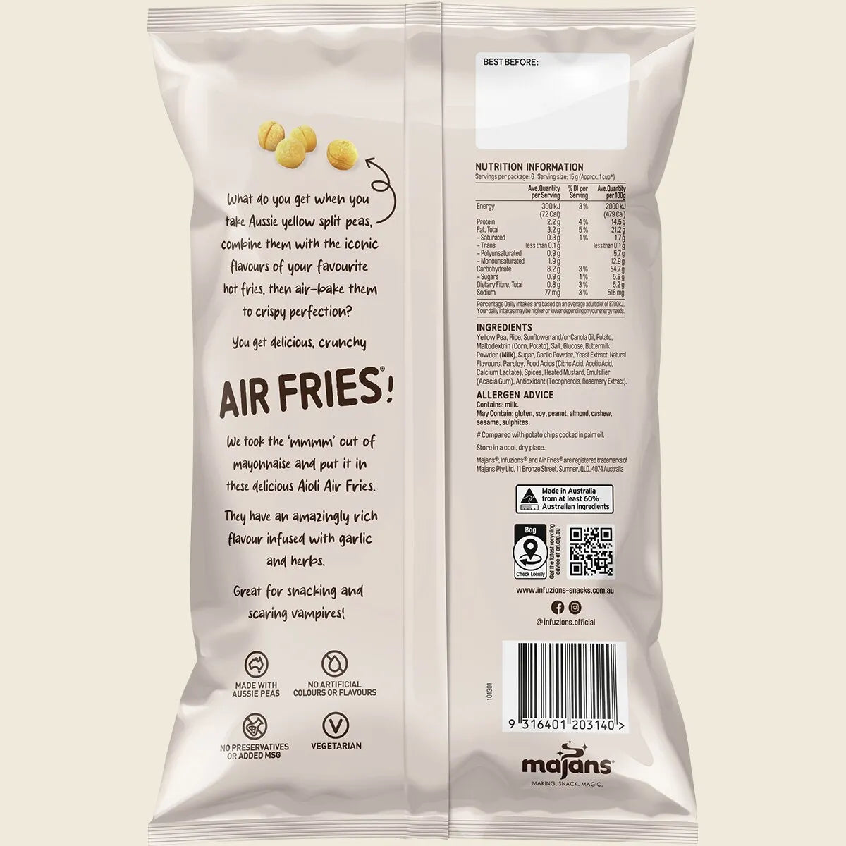 Infuzions Air Fries Aioli 6x90g