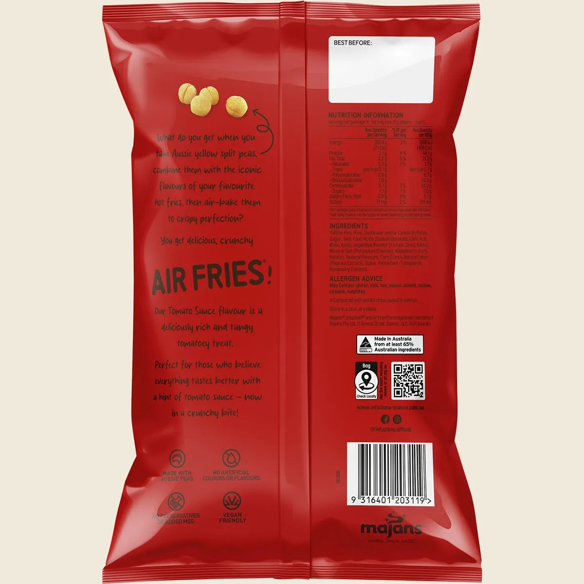 Infuzions Air Fries Tomato Sauce 6x90g