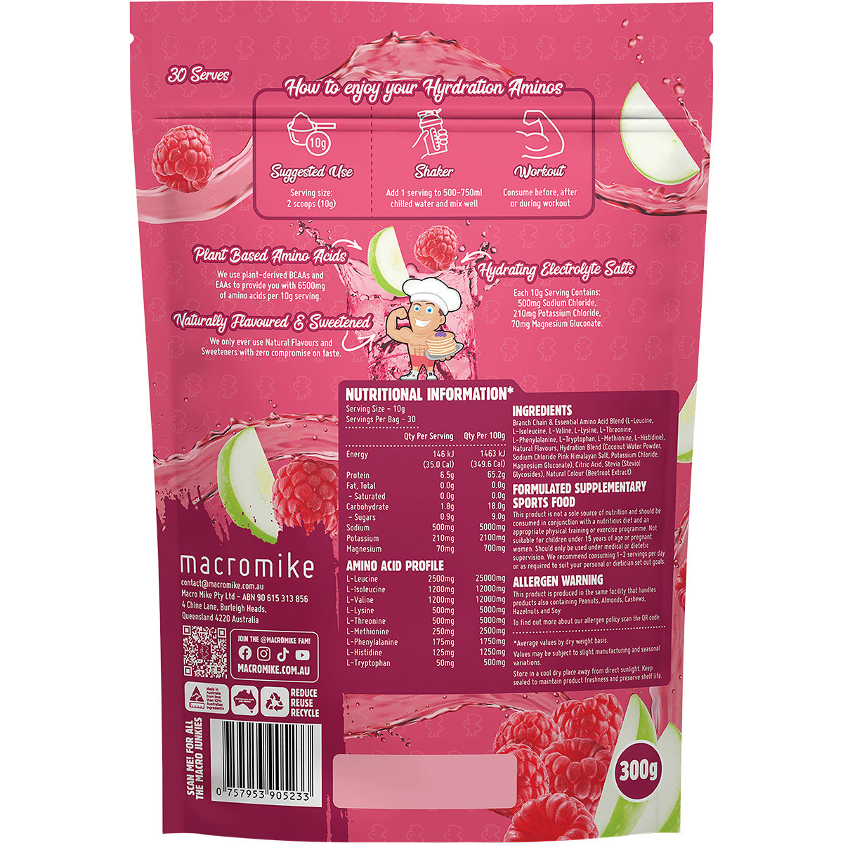 Plant Based Hydration Aminos Apple Raspberry Crush