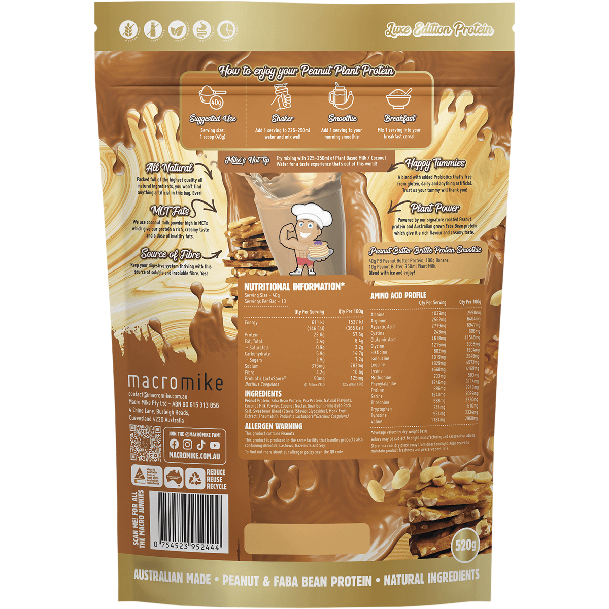 Peanut Plant Protein Peanut Butter Brittle