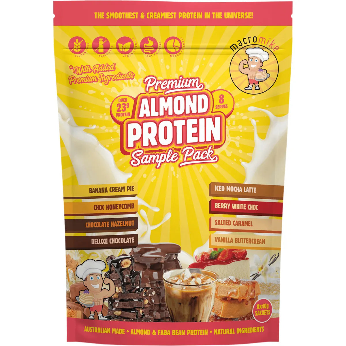 Macro Mike Premium Almond Protein Sample Pack 8x40g