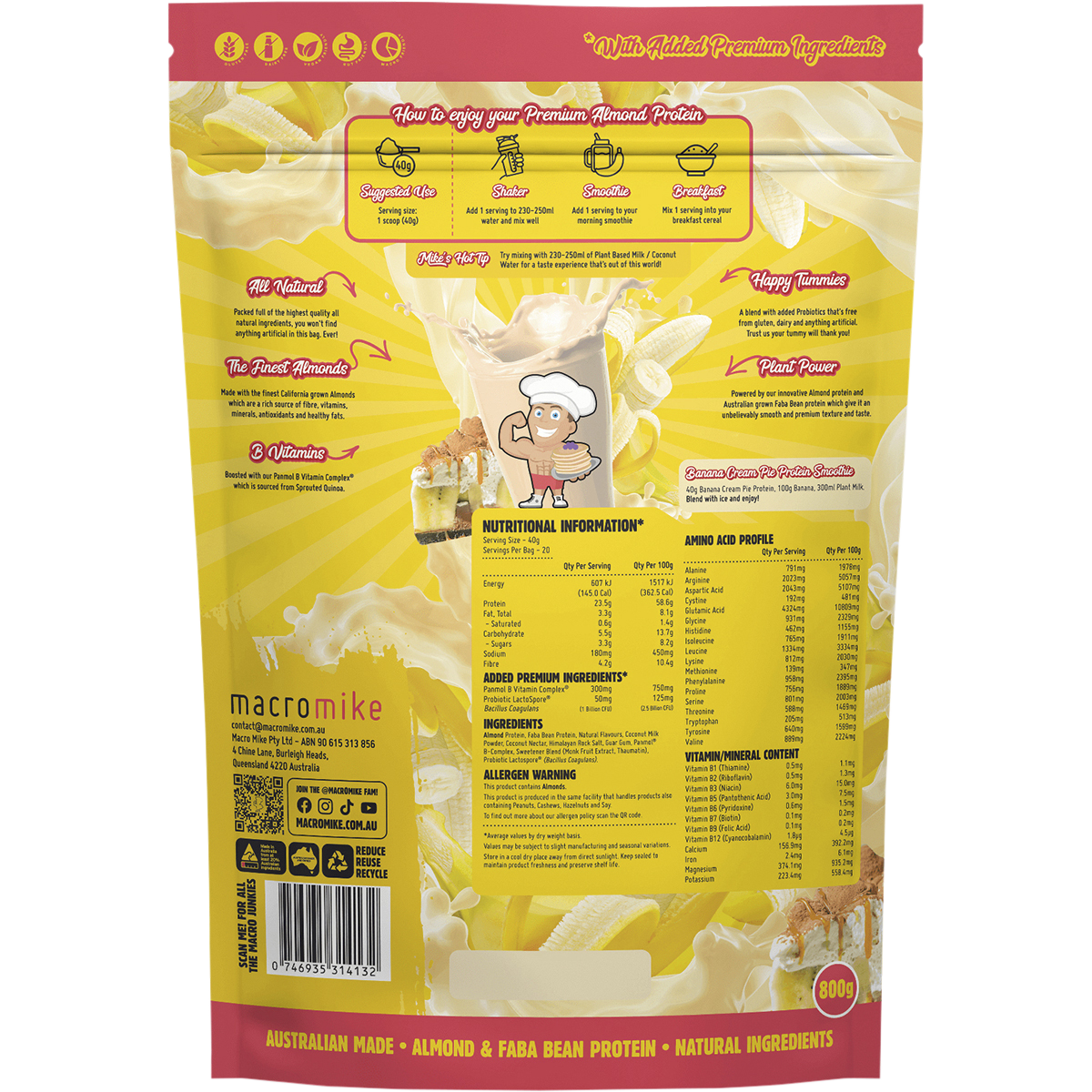 Premium Almond Protein Banana Cream Pie