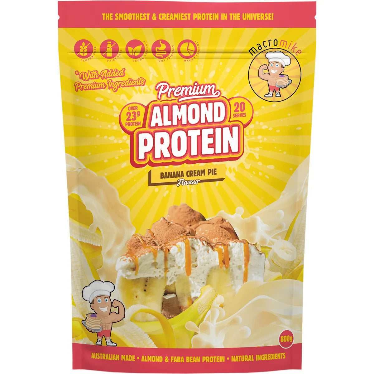 Macro Mike Premium Almond Protein Banana Cream Pie 800g