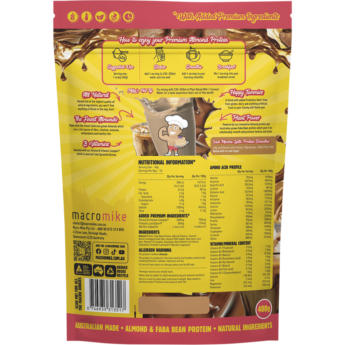 Premium Almond Protein Iced Mocha Latte