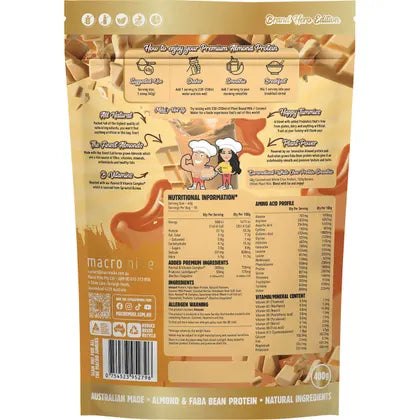 Macro Mike Premium Almond Protein Caramelised White Choc 400g