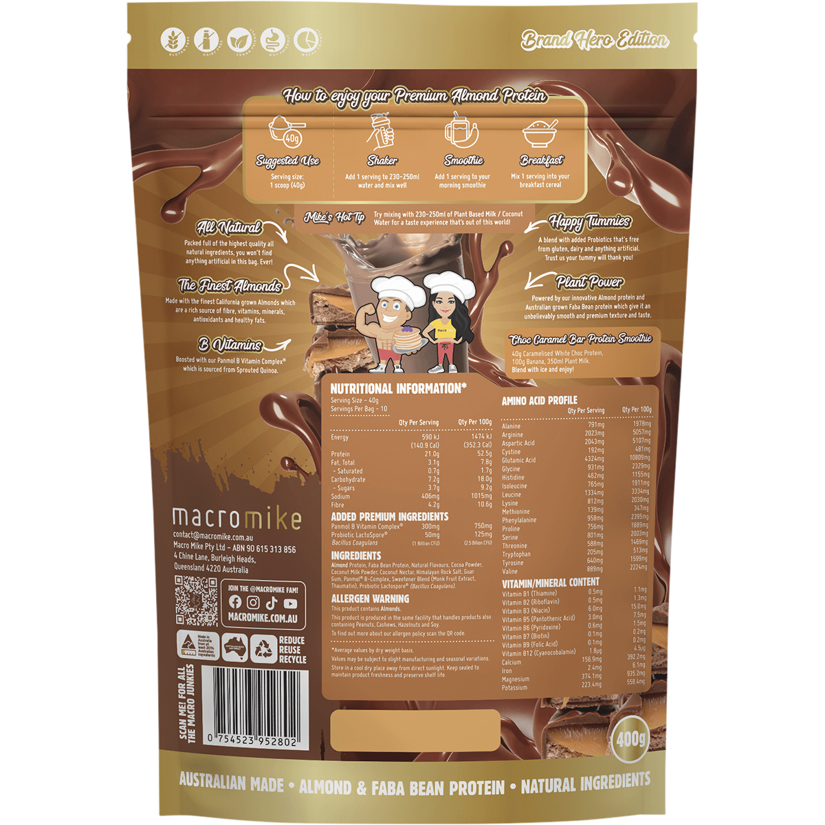 Premium Almond Protein Choc Caramel Bar