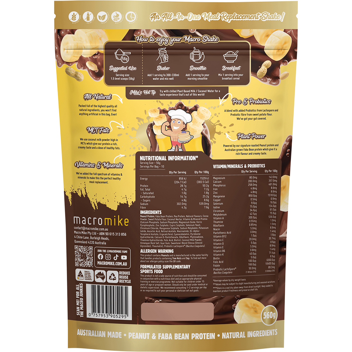 The Macro Shake Meal Replacement PB Chocolate Banana