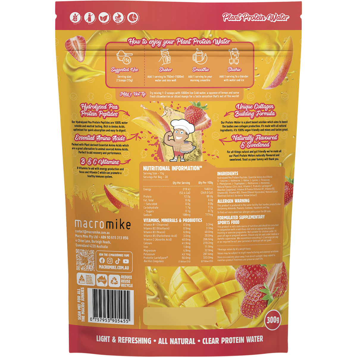 Plant Protein Water Strawberry Mango