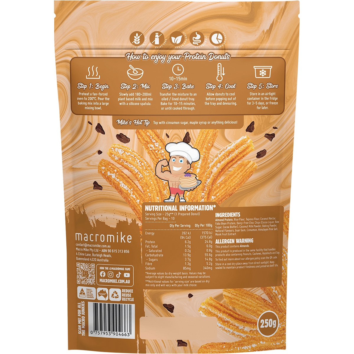 Protein Donut Baking Mix Choc Chip Cinnamon Churros