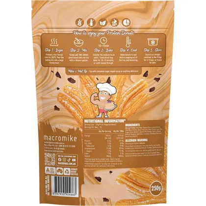 Macro Mike Protein Donut Baking Mix Choc Chip Cinnamon Churros 250g