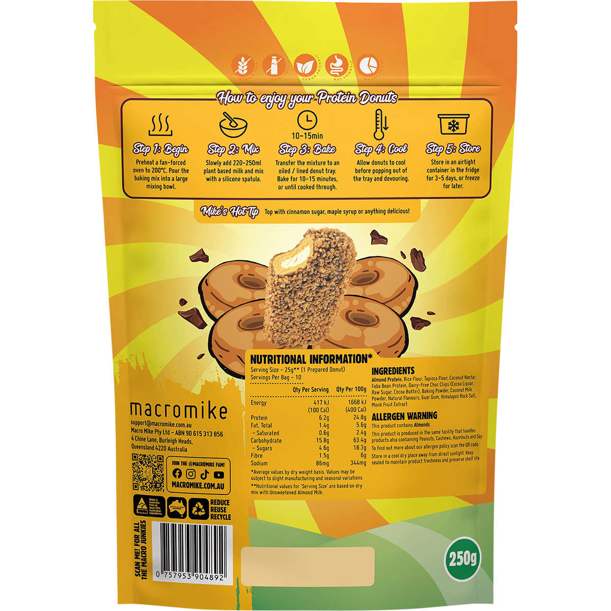 Protein Donut Baking Mix Golden Gaytime Choc Chip