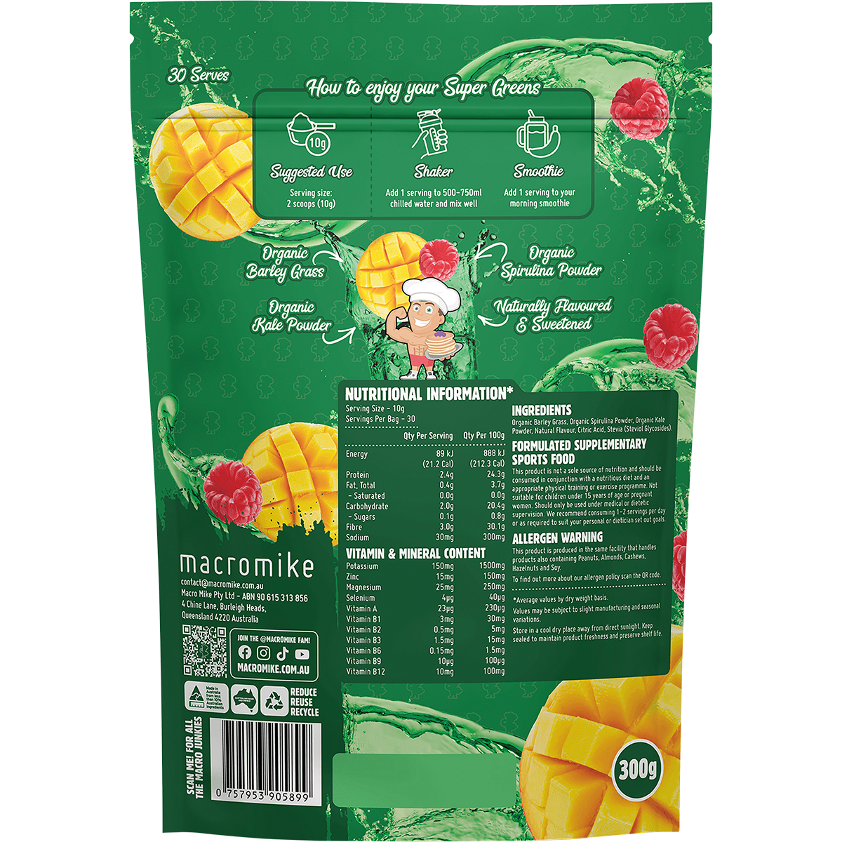 Super Greens Mango Raspberry Splash