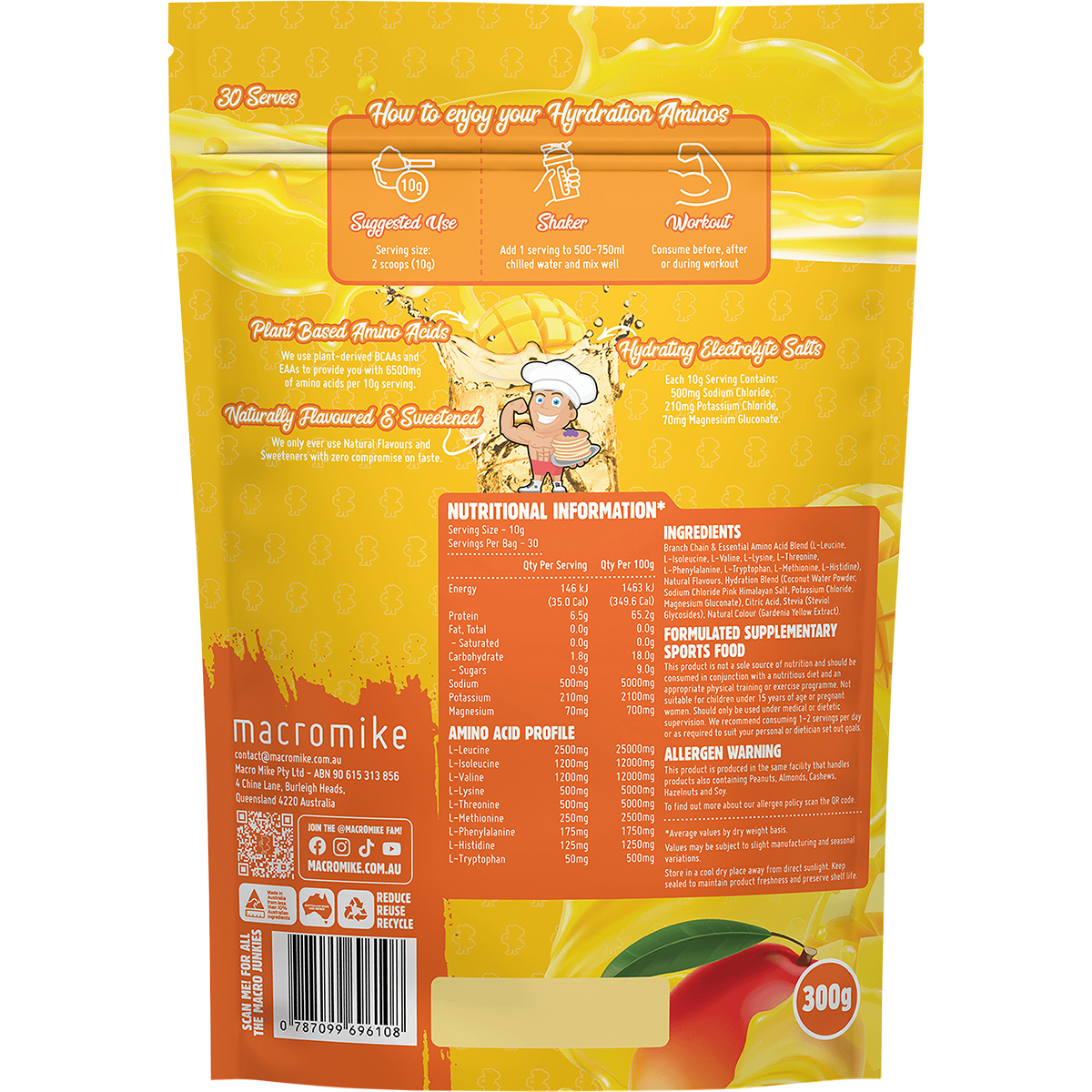 Plant Based Hydration Aminos Tropical Mango