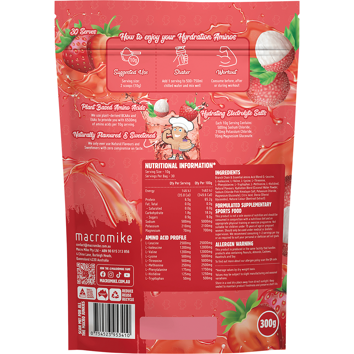Plant-Based Hydration Aminos Strawberry Lychee