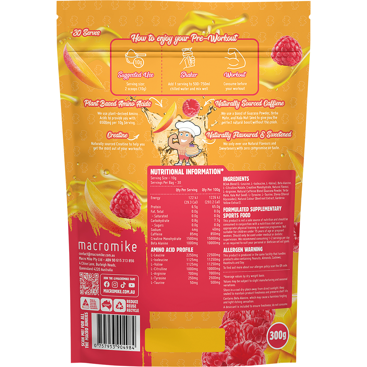 Plant Based Pre Workout Raspberry Mango Tango