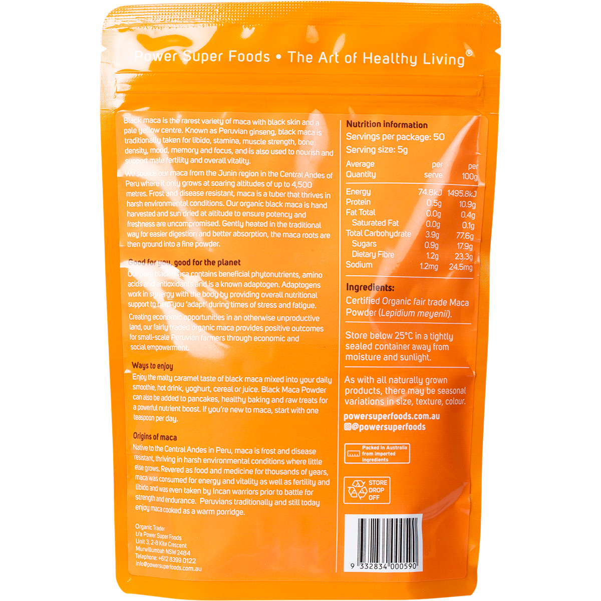 Black Maca Powder Certified Organic