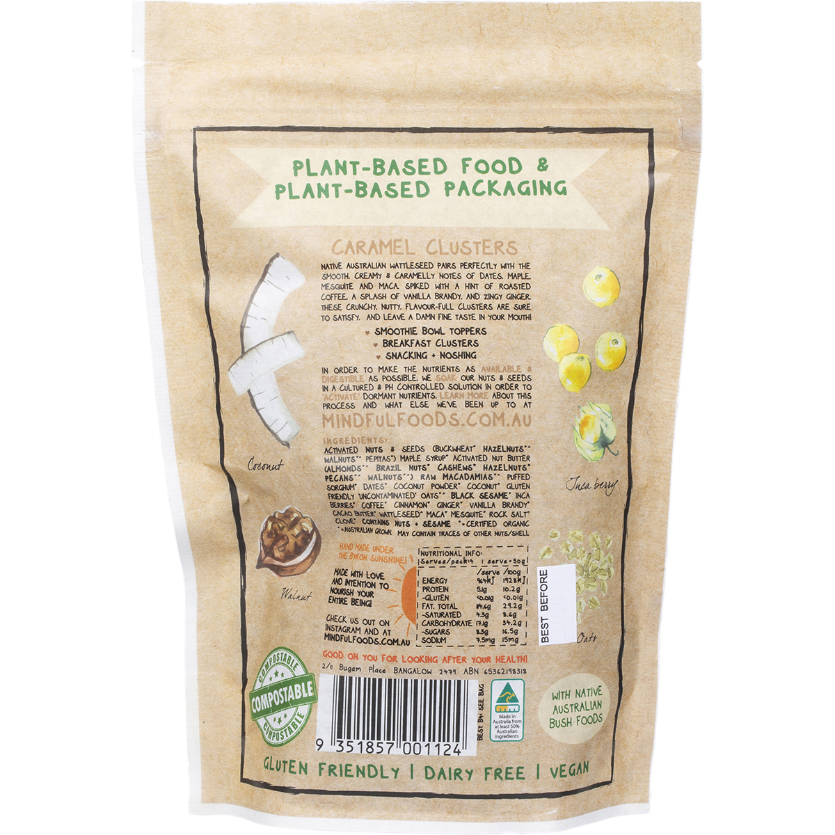 Caramel Clusters Native Wattle Seed Organic & Activated