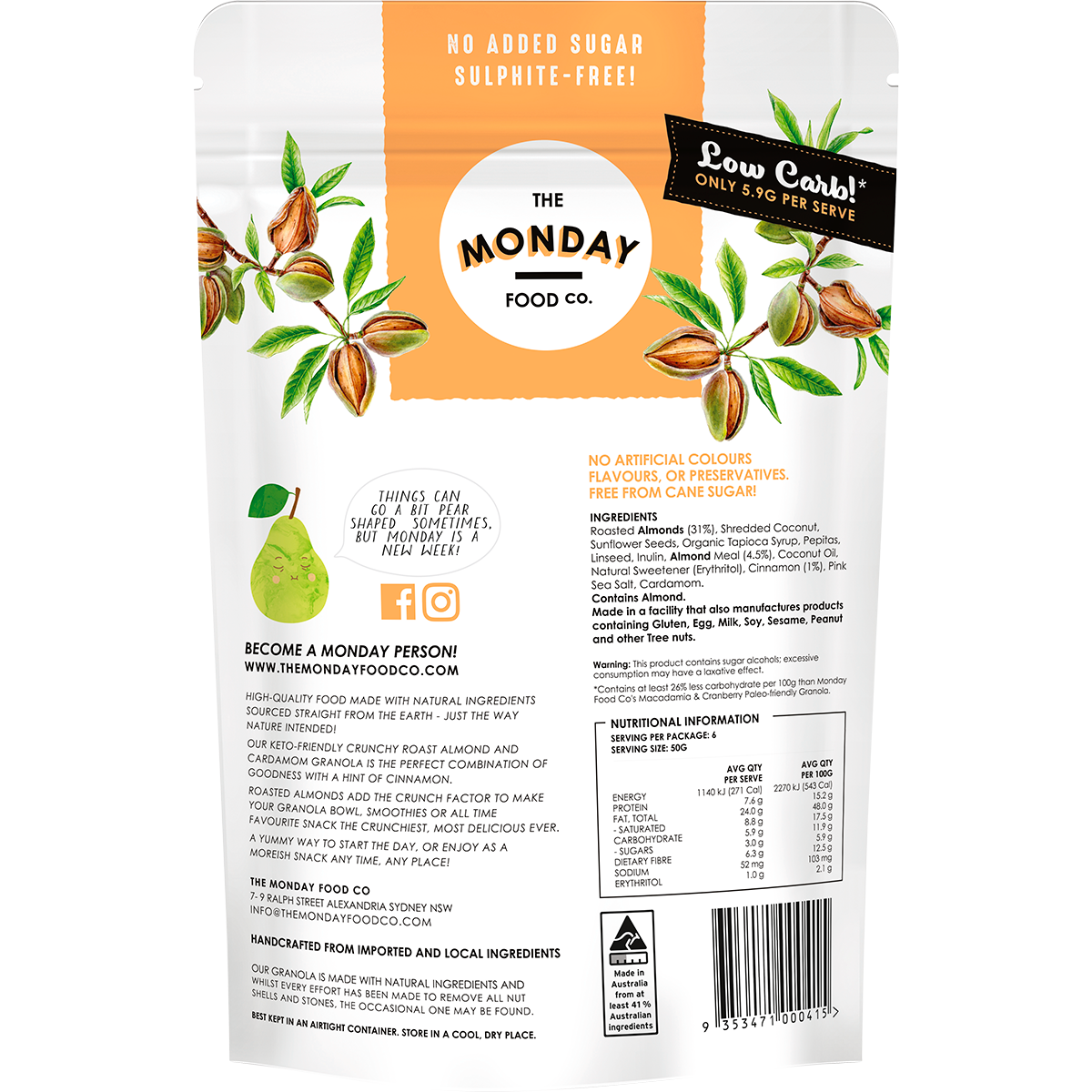 Keto Gourmet Granola Crunchy Roast Almond & Cardamon